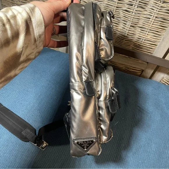 Prada Metallic Silver Backpack - Picture 2 of 11